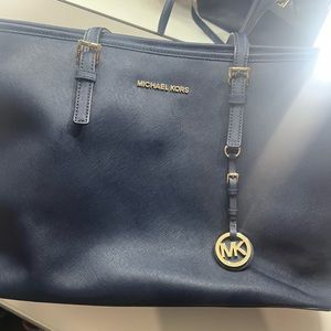 Navy blue MK Leather tote bag